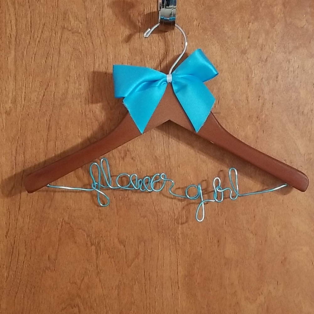Flower Girl Hanger Blue Bow & Lettering